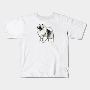 Keeshond Cartoon Dog Kids T-Shirt